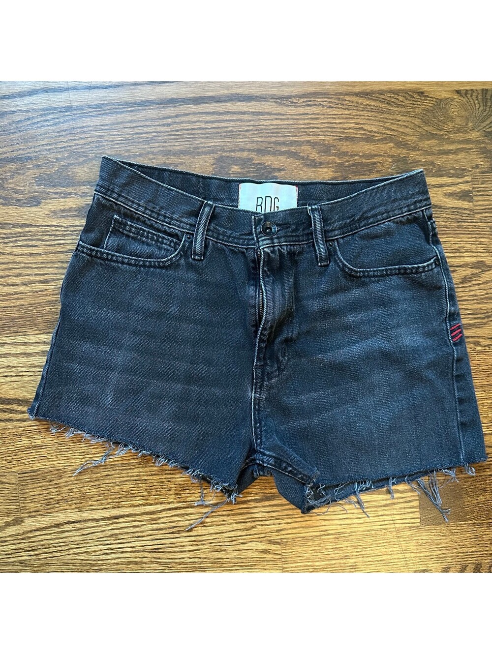 BDG Urban Outfitters Black Wash Denim Cutoff Shorts Raw Hem High Rise Women's 29